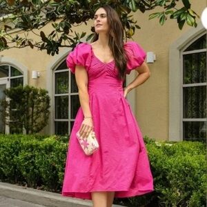 Frame pink puff dress xs new